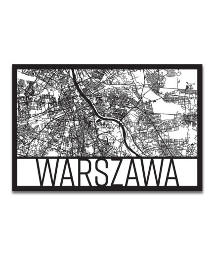 City map of Warsaw - Carbon steel