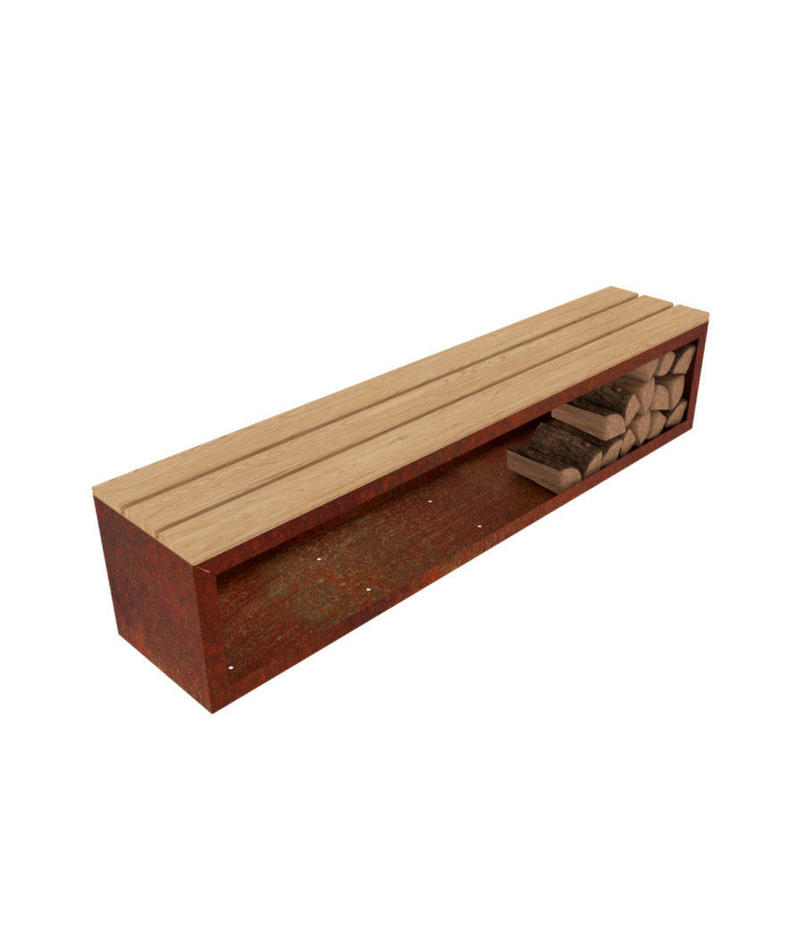 Wooden bench (corten steel frame) - Otium