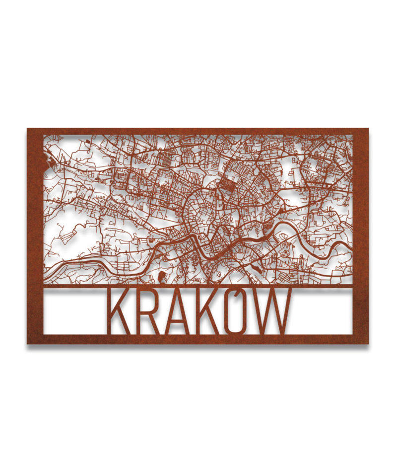 City map of Cracow - Corten steel