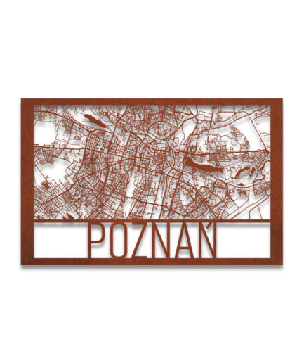 City map of Poznań - Corten steel