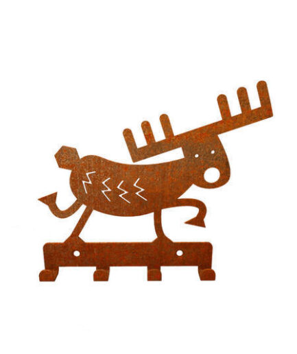 Corten steel wall key hanger - Reindeer