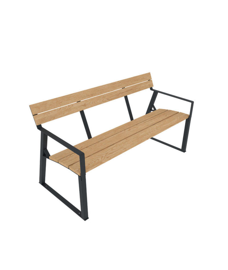 Wooden bench (galvanized steel frame) - Parco